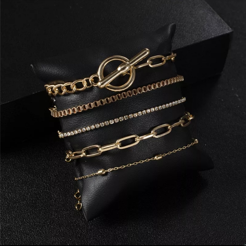 5 Pcs/Set Classic Women Round Geometry Bead Chain - Picture 5 of 6